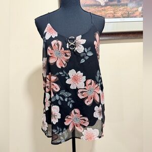 NAIF Black and Pink Graphic Camisole Top